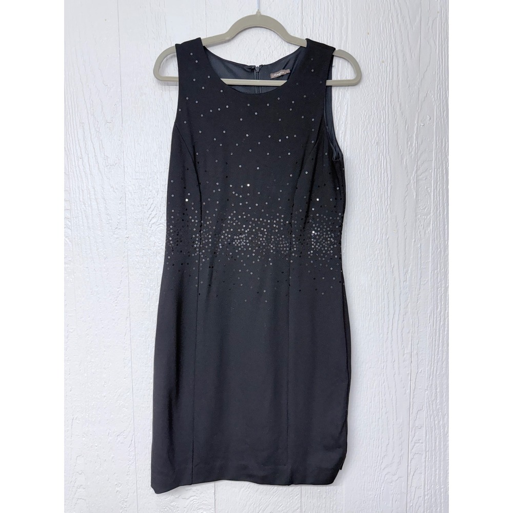 J.McLaughlin Womens Large Black Sequin Sleeveless‎ Sheath Cocktail Dress LBD Top